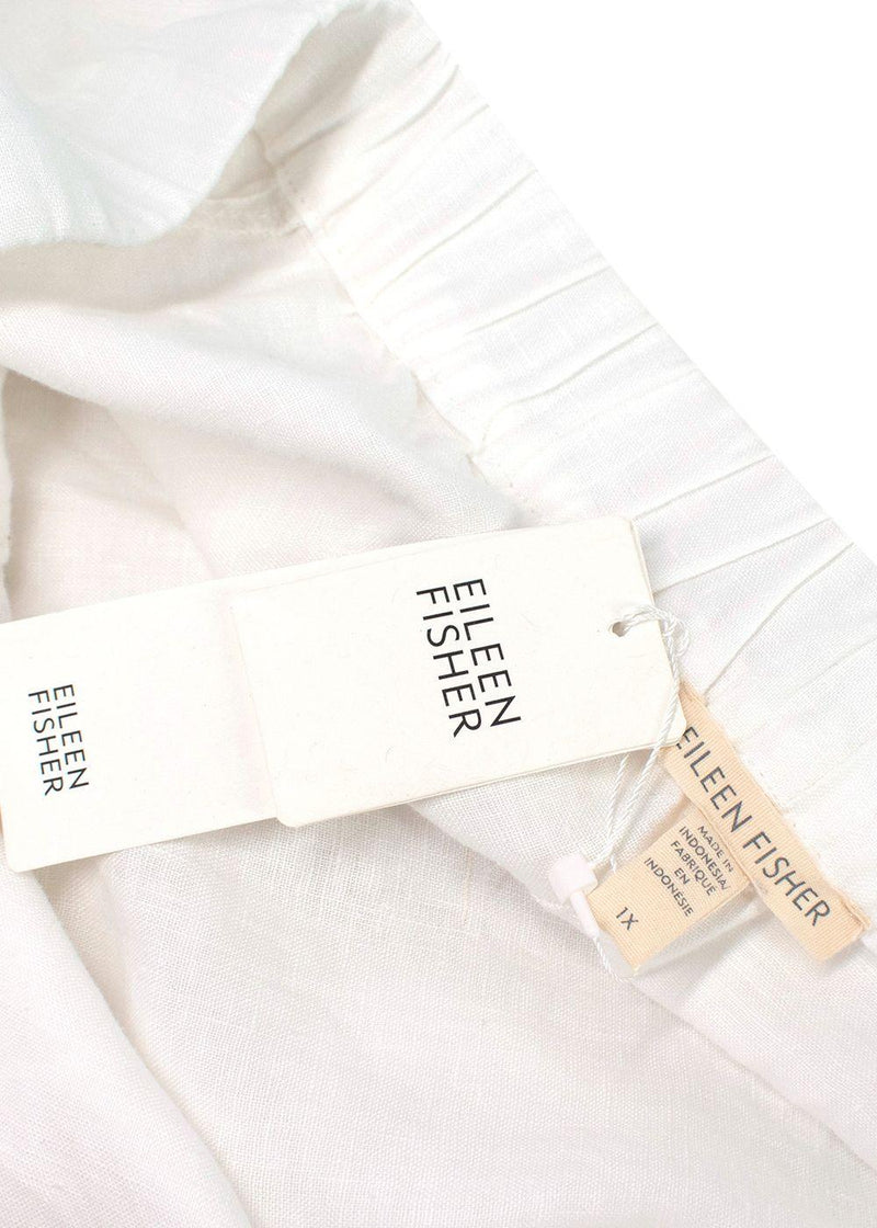 Eileen Fisher White Wide Leg Linen Trousers