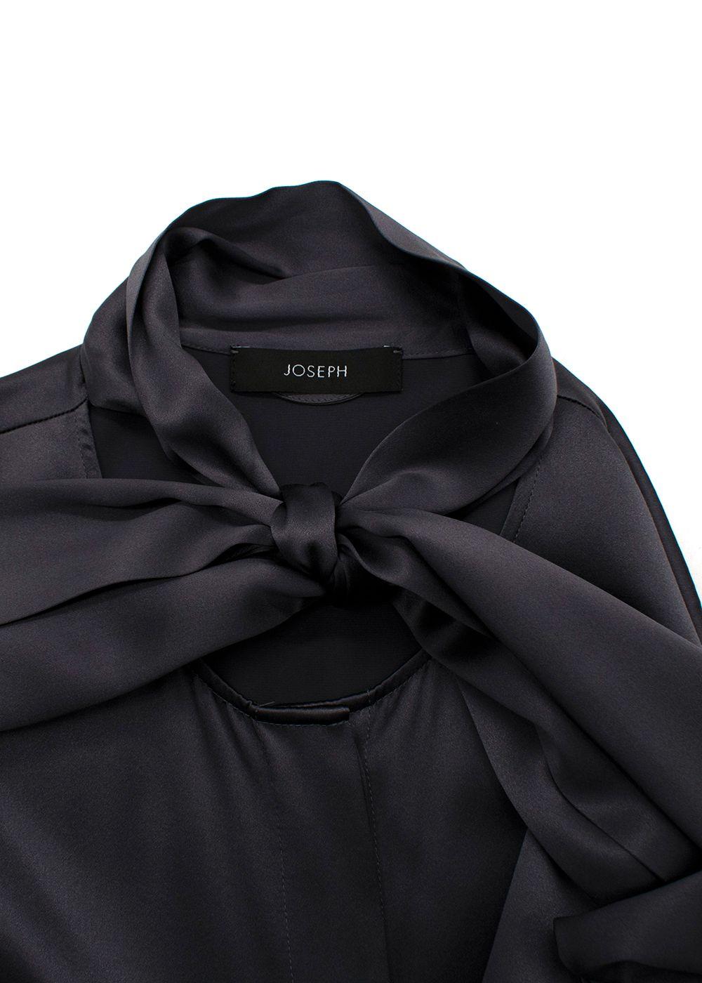 Joseph Grey Belted Silk Dress