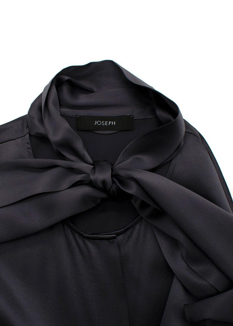 Joseph Grey Belted Silk Dress