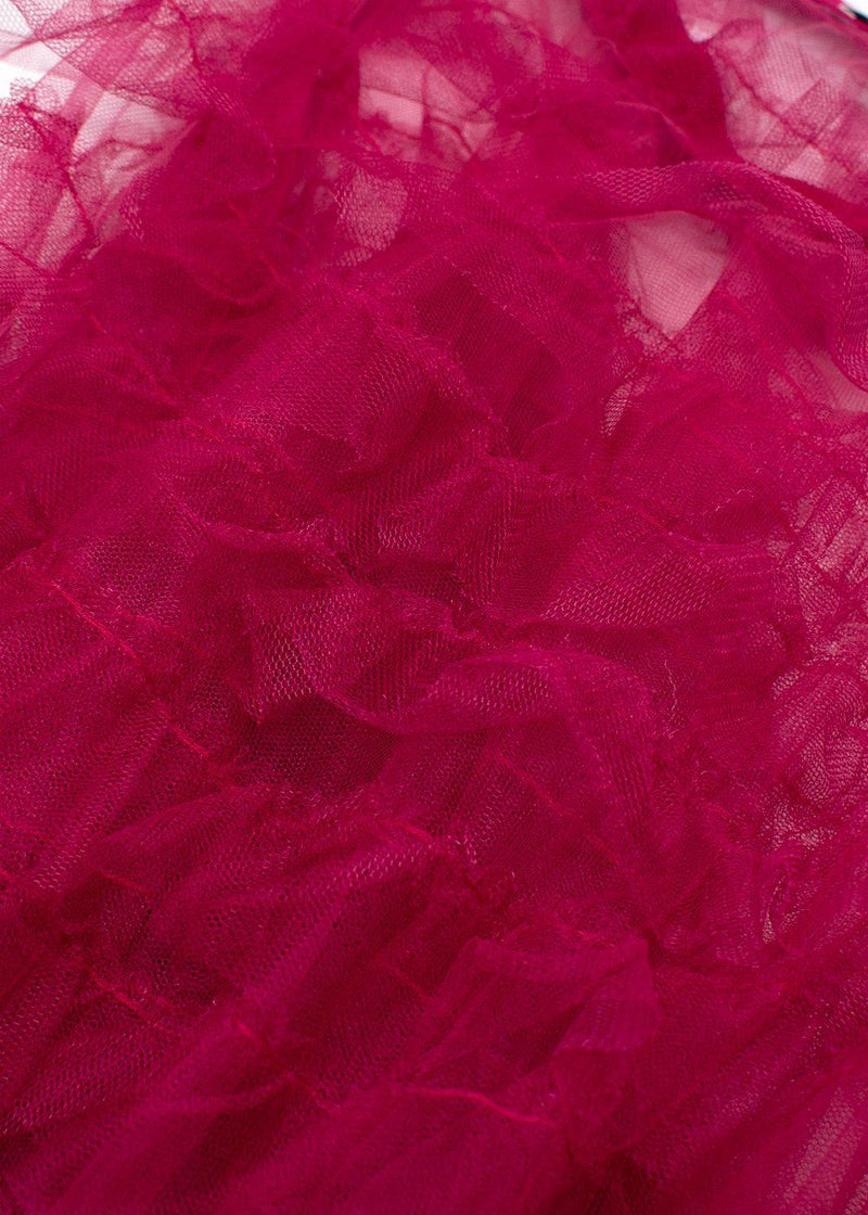 Christian Dior Raspberry Ruffled Tulle Midi Skirt