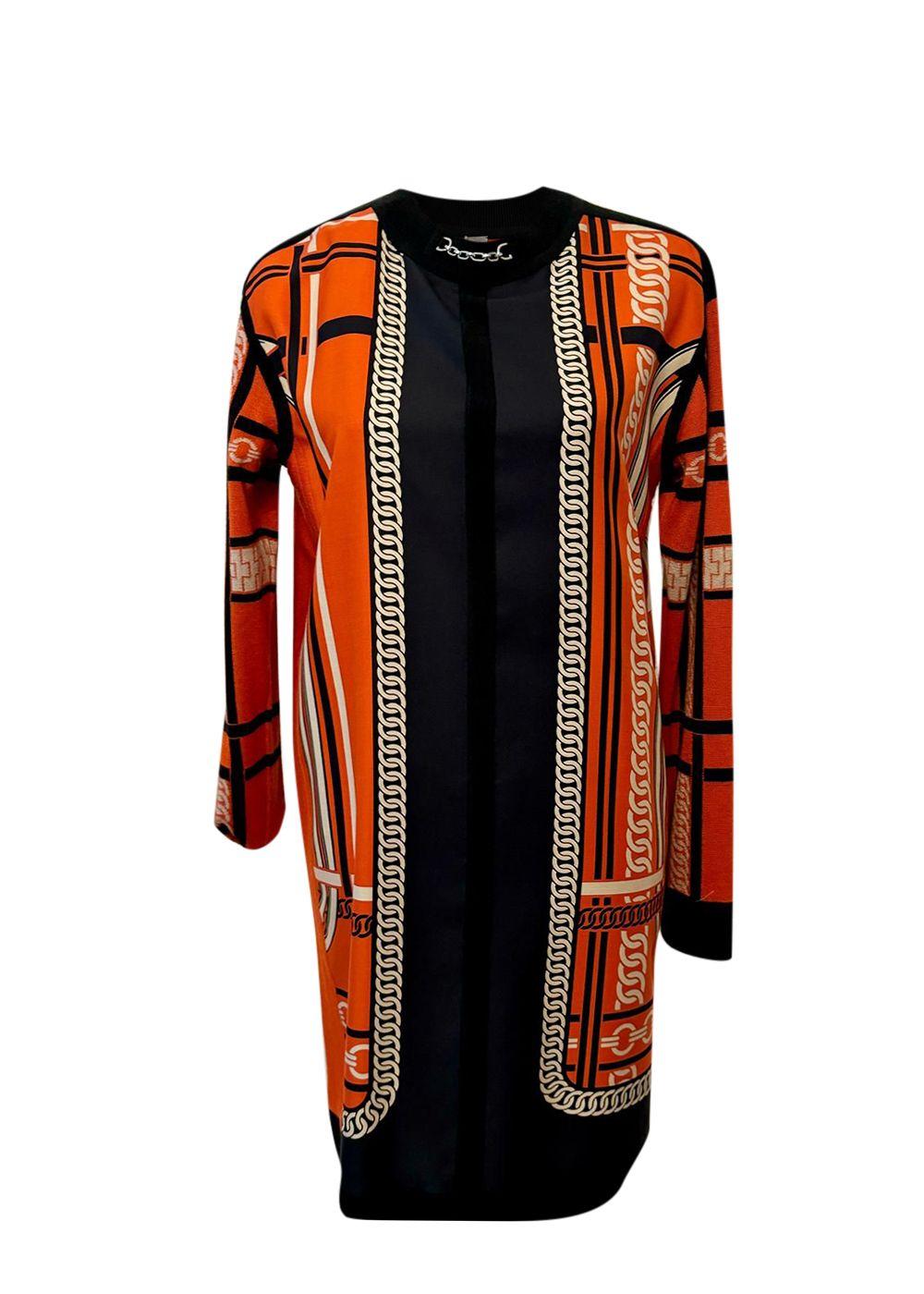 Hermes Orange Silk and Cashmere Blend Twillaine Jumper Dress