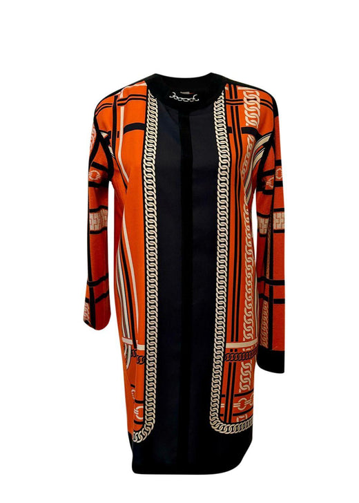 Hermes Orange Silk and Cashmere Blend Twillaine Jumper Dress