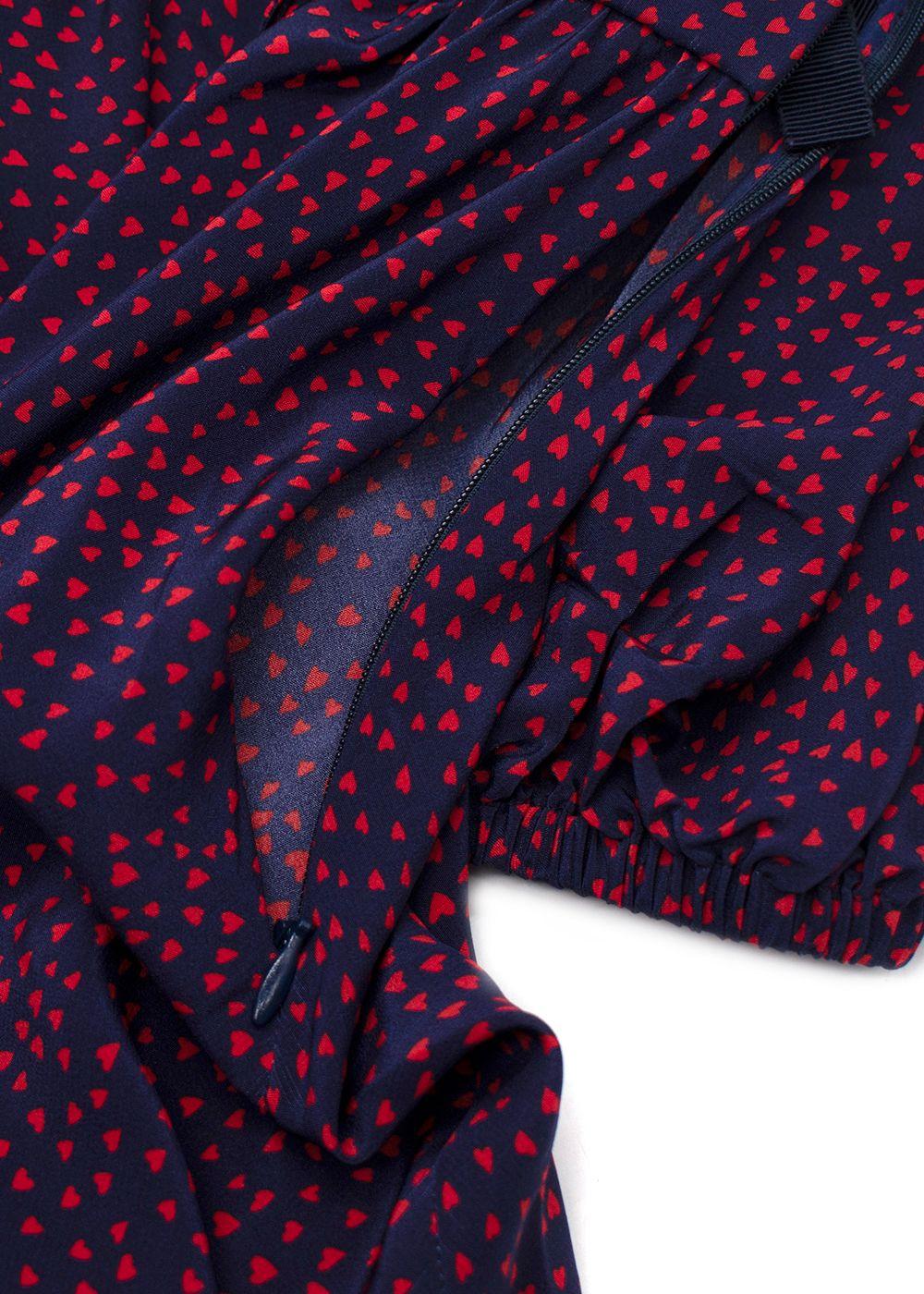 Christian Dior Navy Printed Bardot Silk Dress