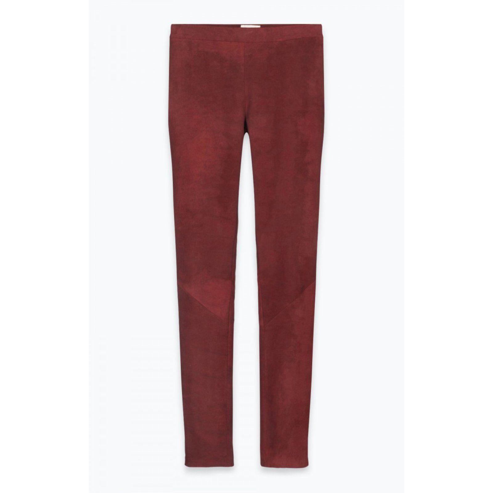 American Vintage Red Stretch Suede Leggings
