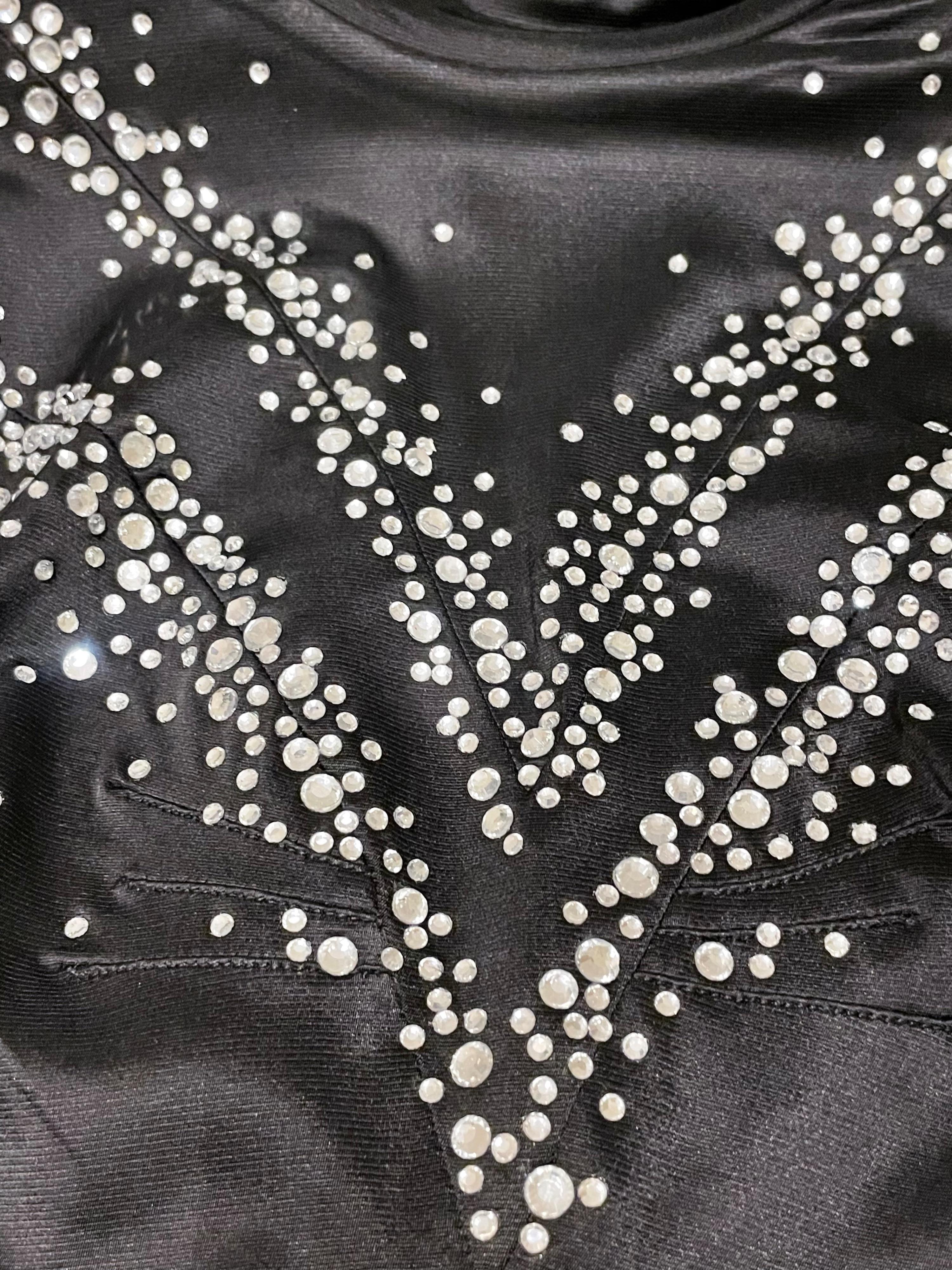 black crystal embellished high neck blouse