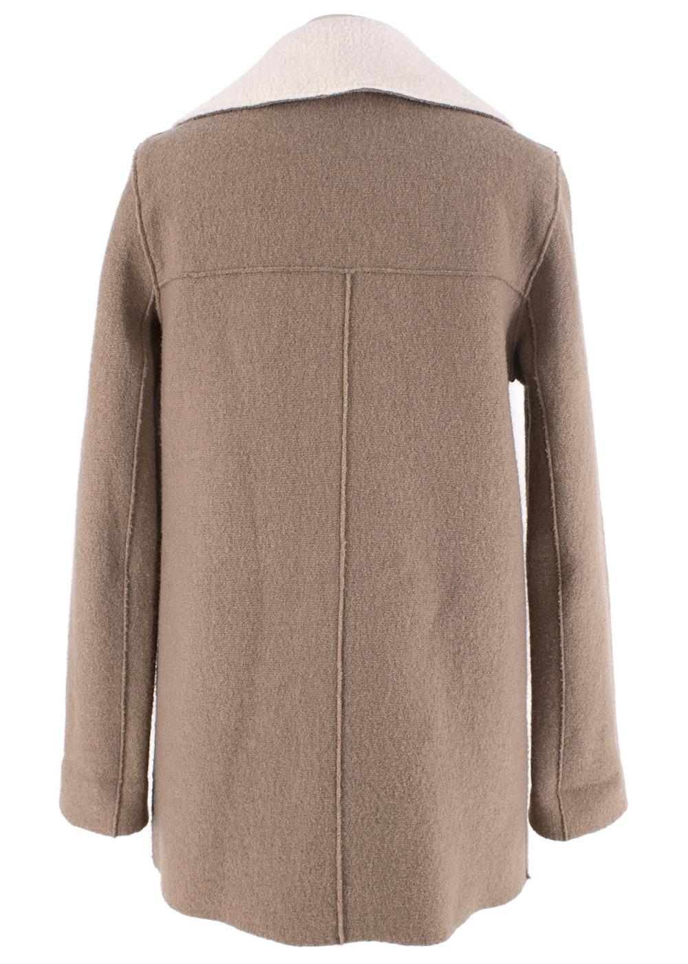 Harris Wharf London Wool Brown & Cream Double Breasted Coat