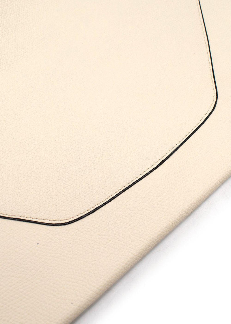 Valextra Cream Leather Envelope Clutch