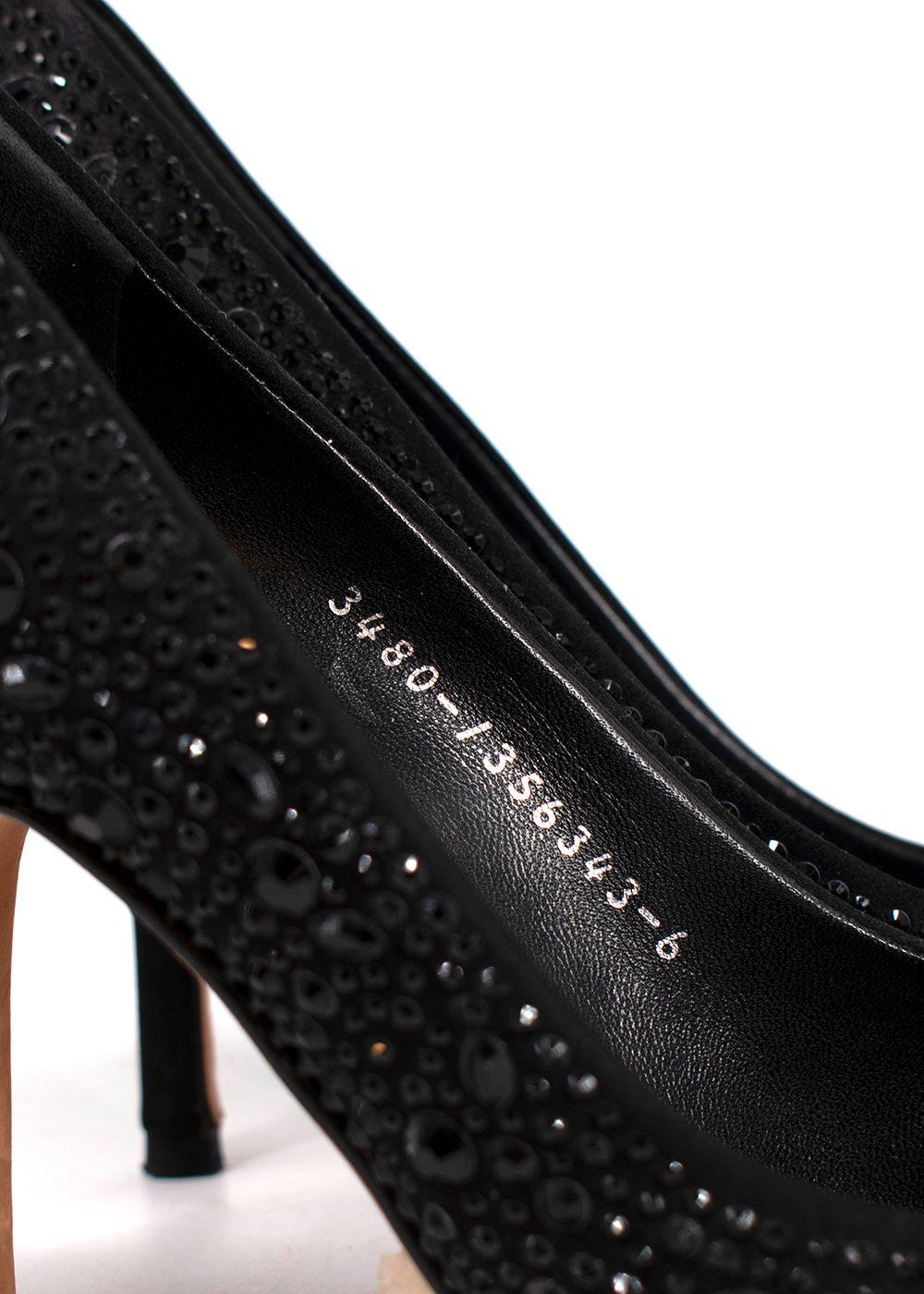 Gina Black Swarovski Crystal Embellished Pumps