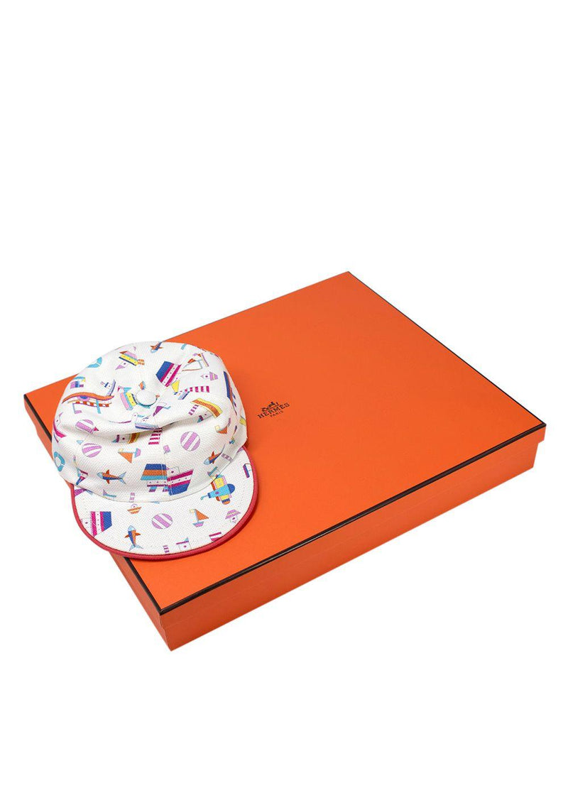Hermes White Canvas Petit Chalutier Kid's Cap