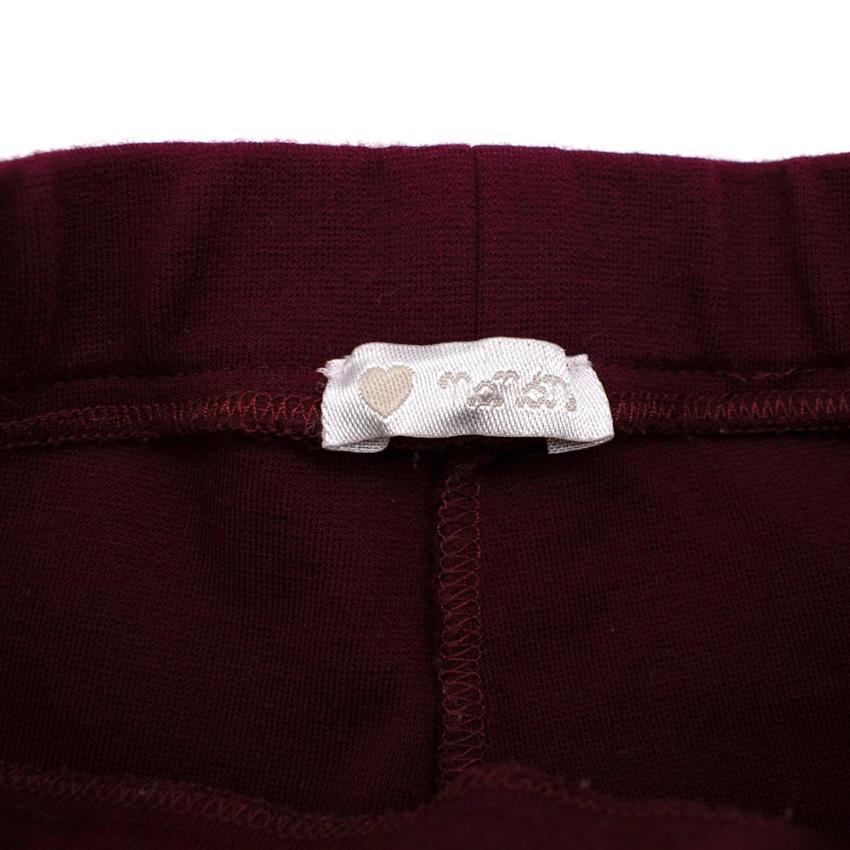 Nanan Burgundy Jersey Trousers with Bows