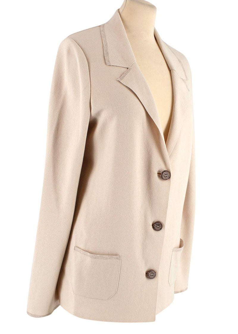 Beige Cotton Blend Lightweight Blazer