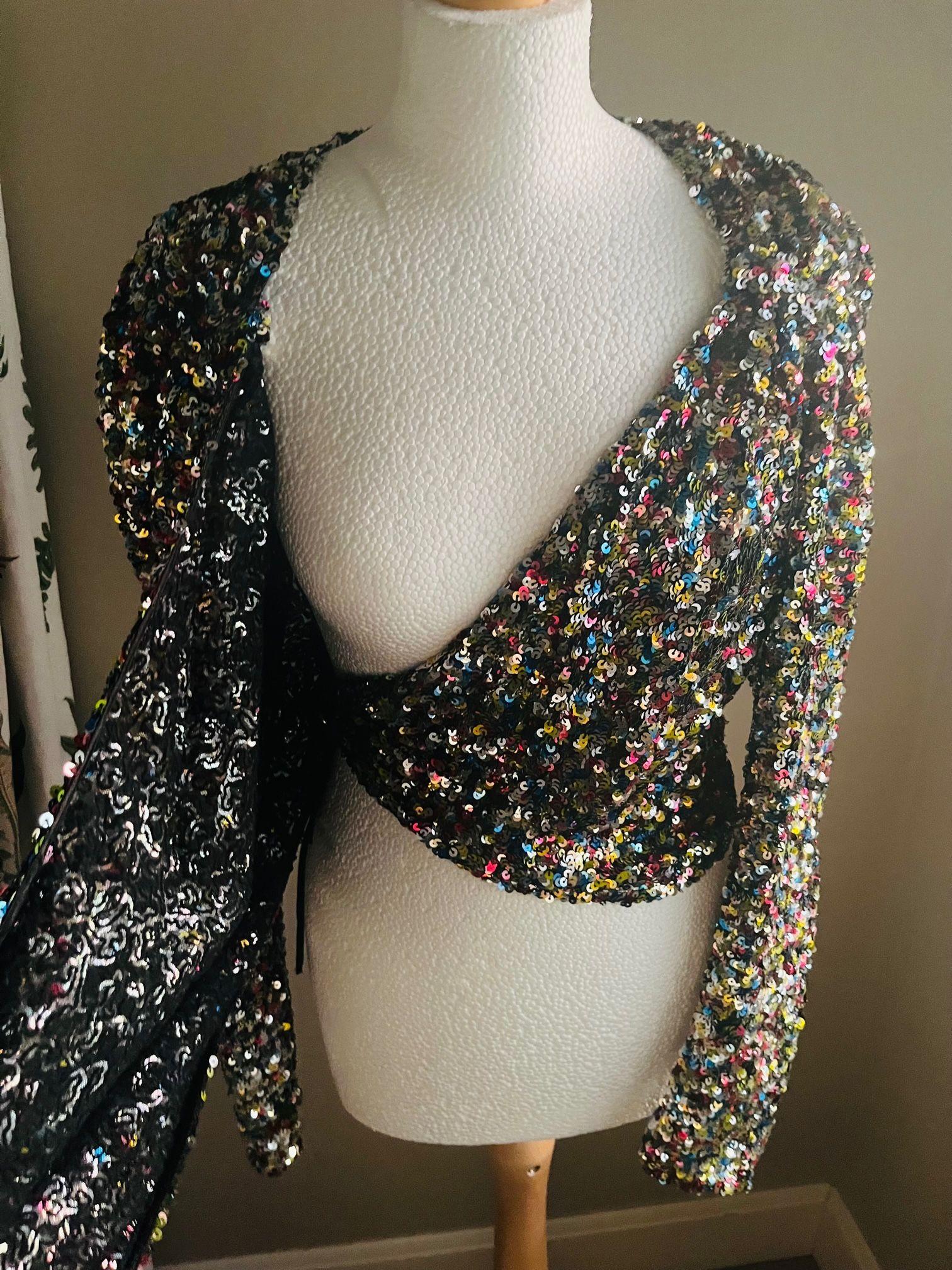 The Attico Multicoloured Sequin Wrap Top