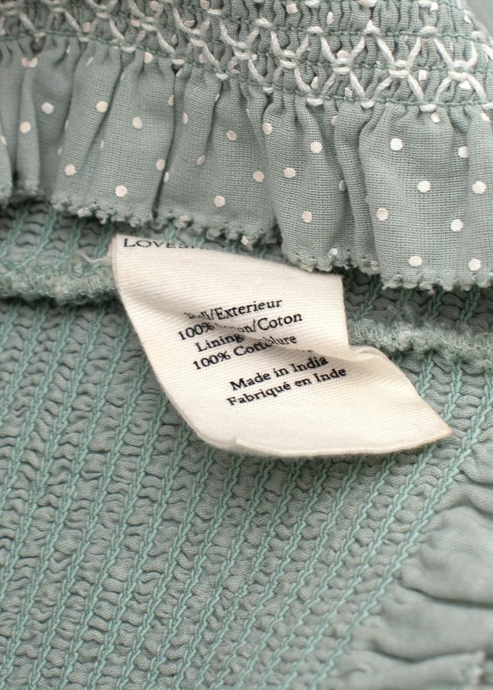 Pale Green Shirred Tilly Smock Top