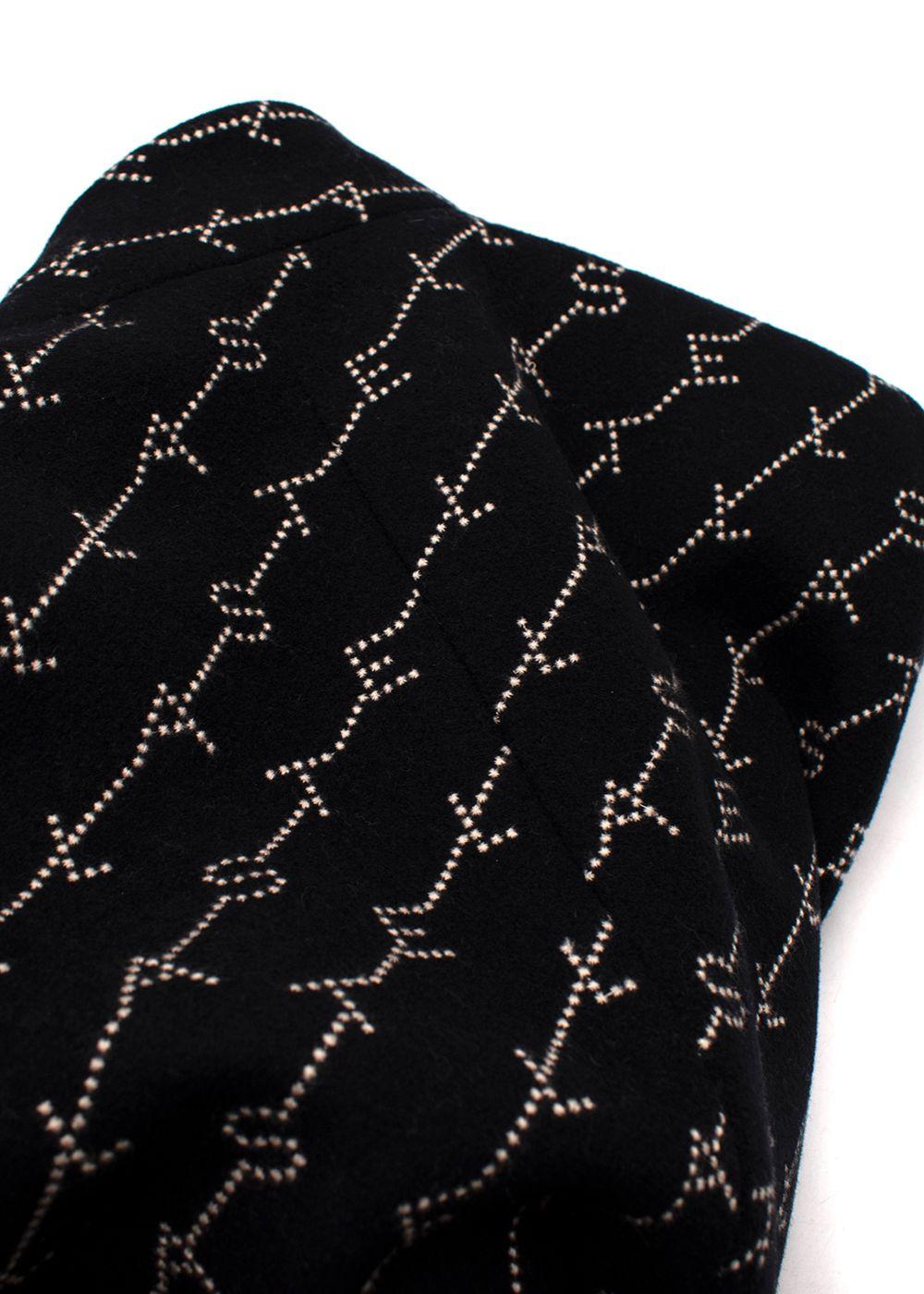 Stella McCartney Black Logo Print Wool Blend Coat