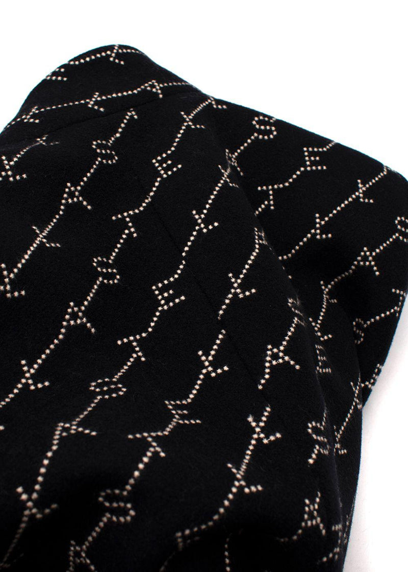 Stella McCartney Black Logo Print Wool Blend Coat