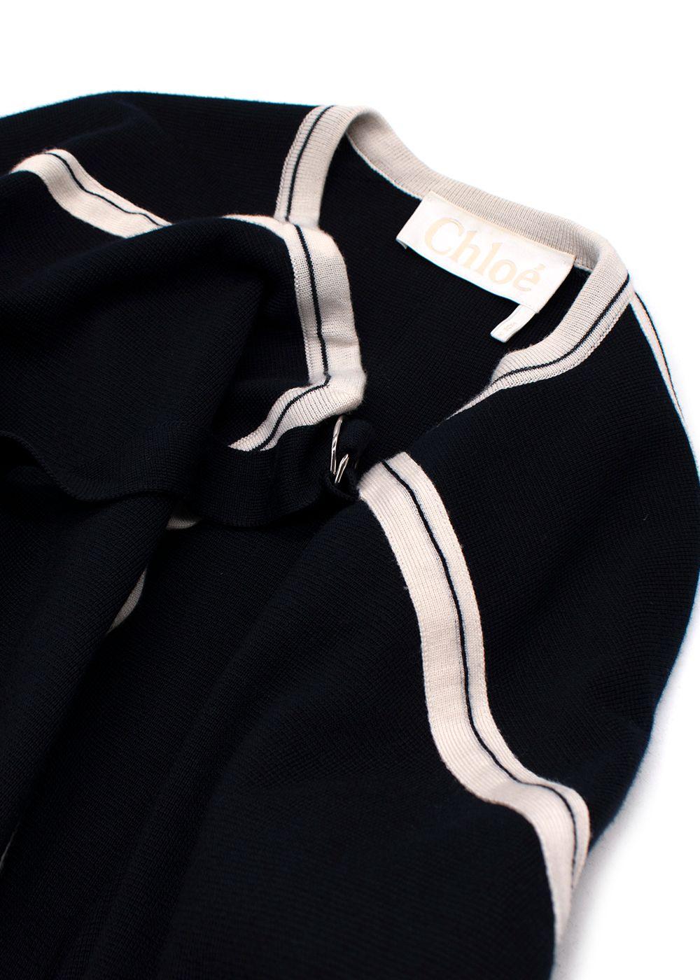 Chloe Navy Oversized Two-tone Wool Cape