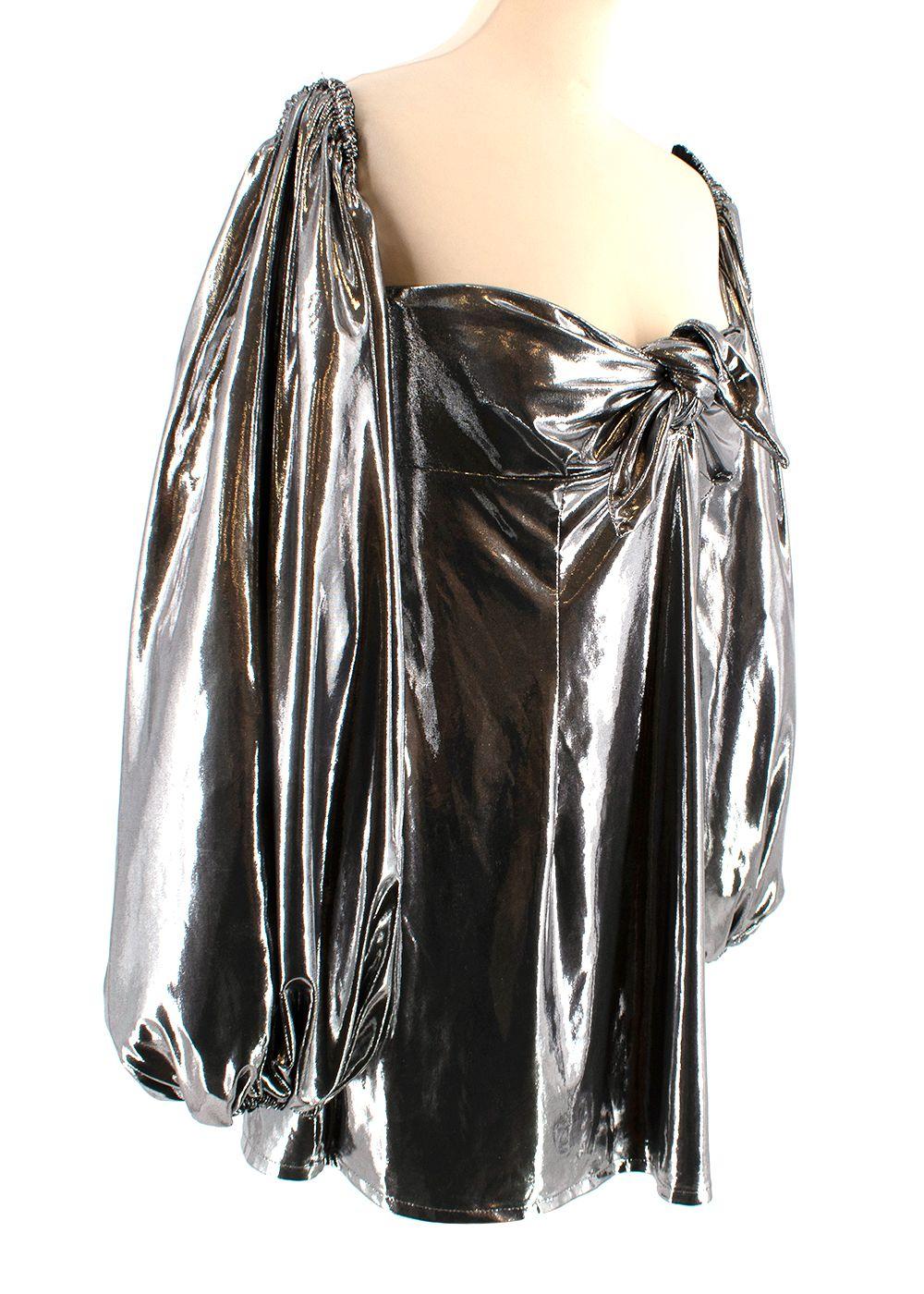 The Attico Puff-sleeve Lamé Mini Dress