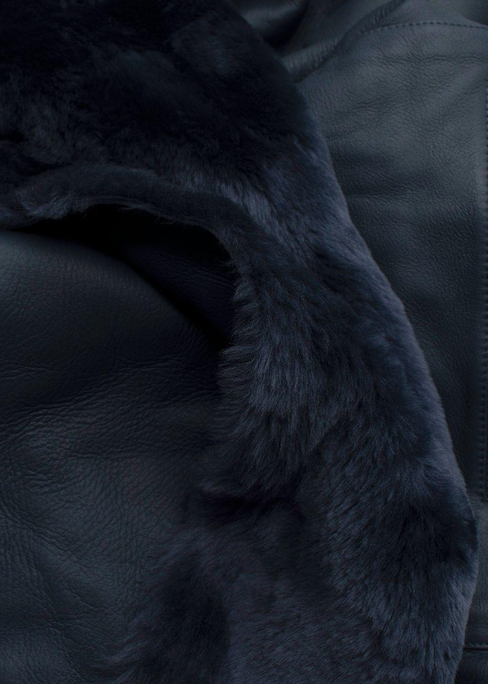 Loro Piana Blue Reversible Lamb Shearling Coat