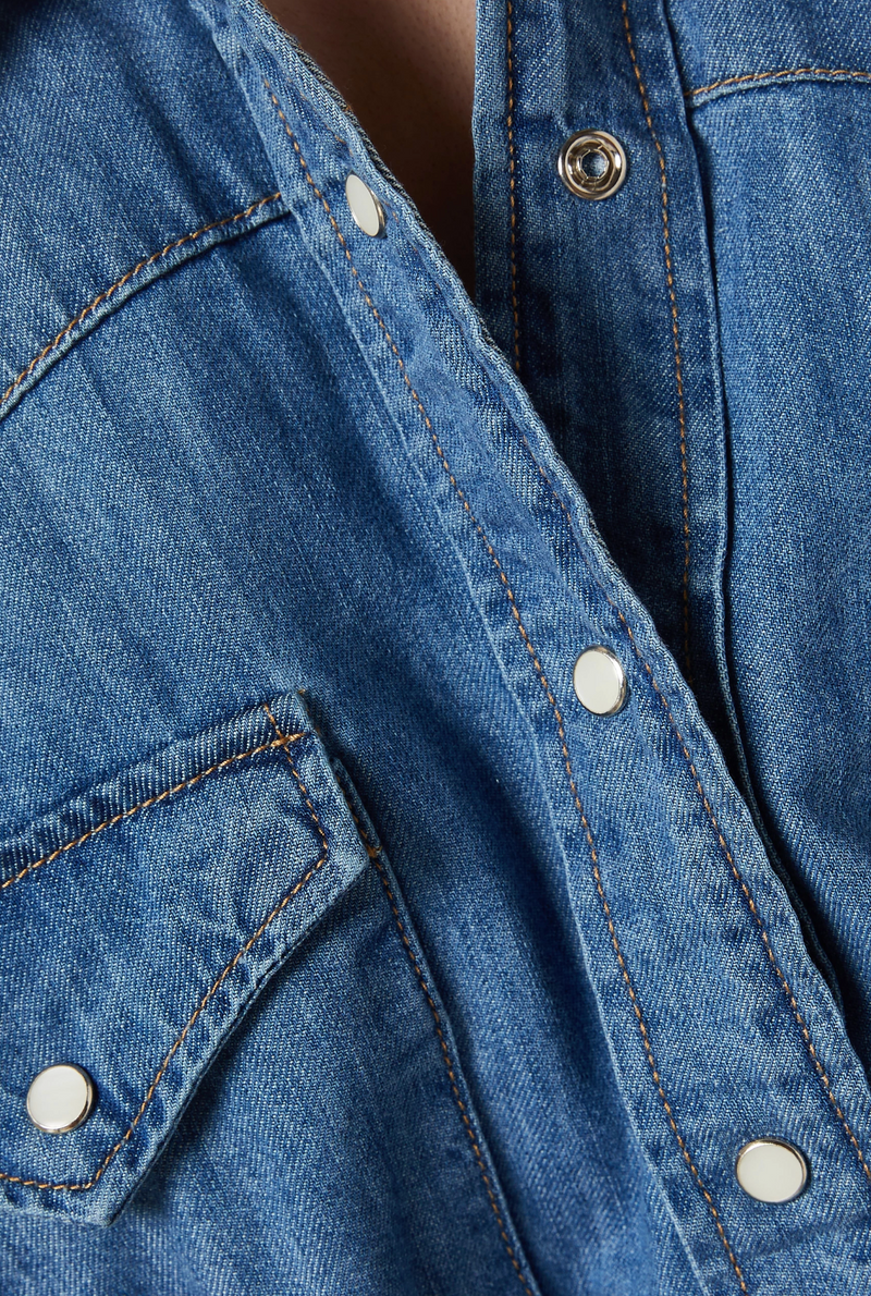A.W.A.K.E. Mode Blue Long-Sleeve Denim Shirt