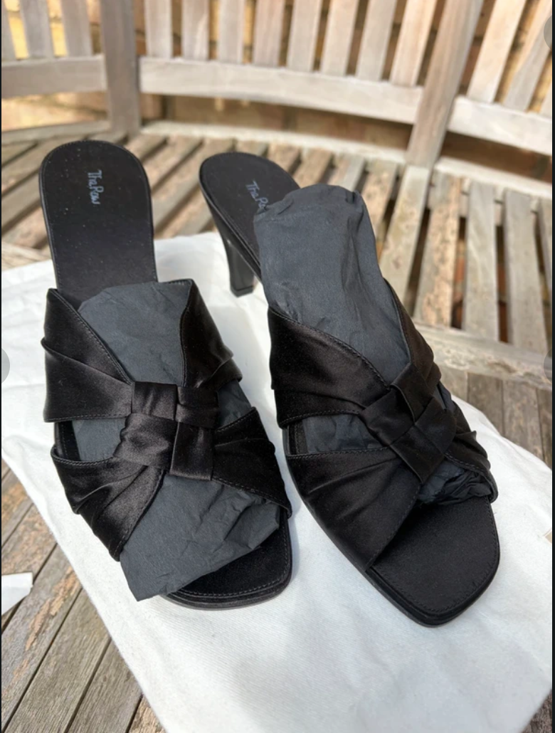 The Row Black Silk Mules