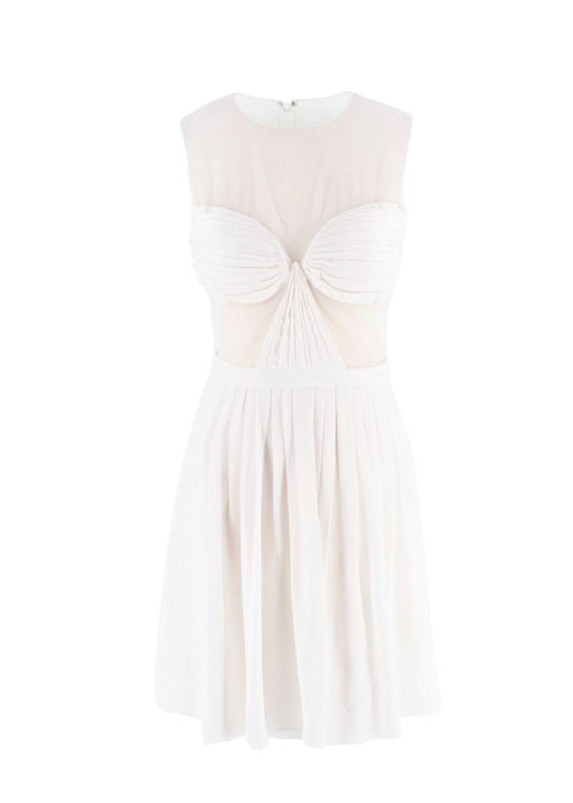 Cushnie Et Ochs Cream High Neck Mesh Mini Dress