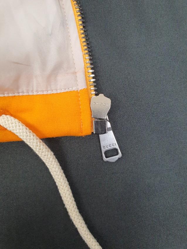 Gucci Orange Floral Print Shell Hooded jacket