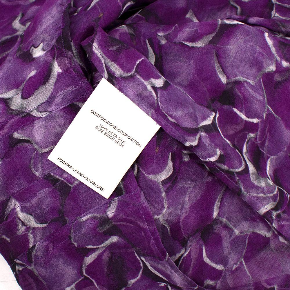 YSL Purple Floral-print Silk Blouse