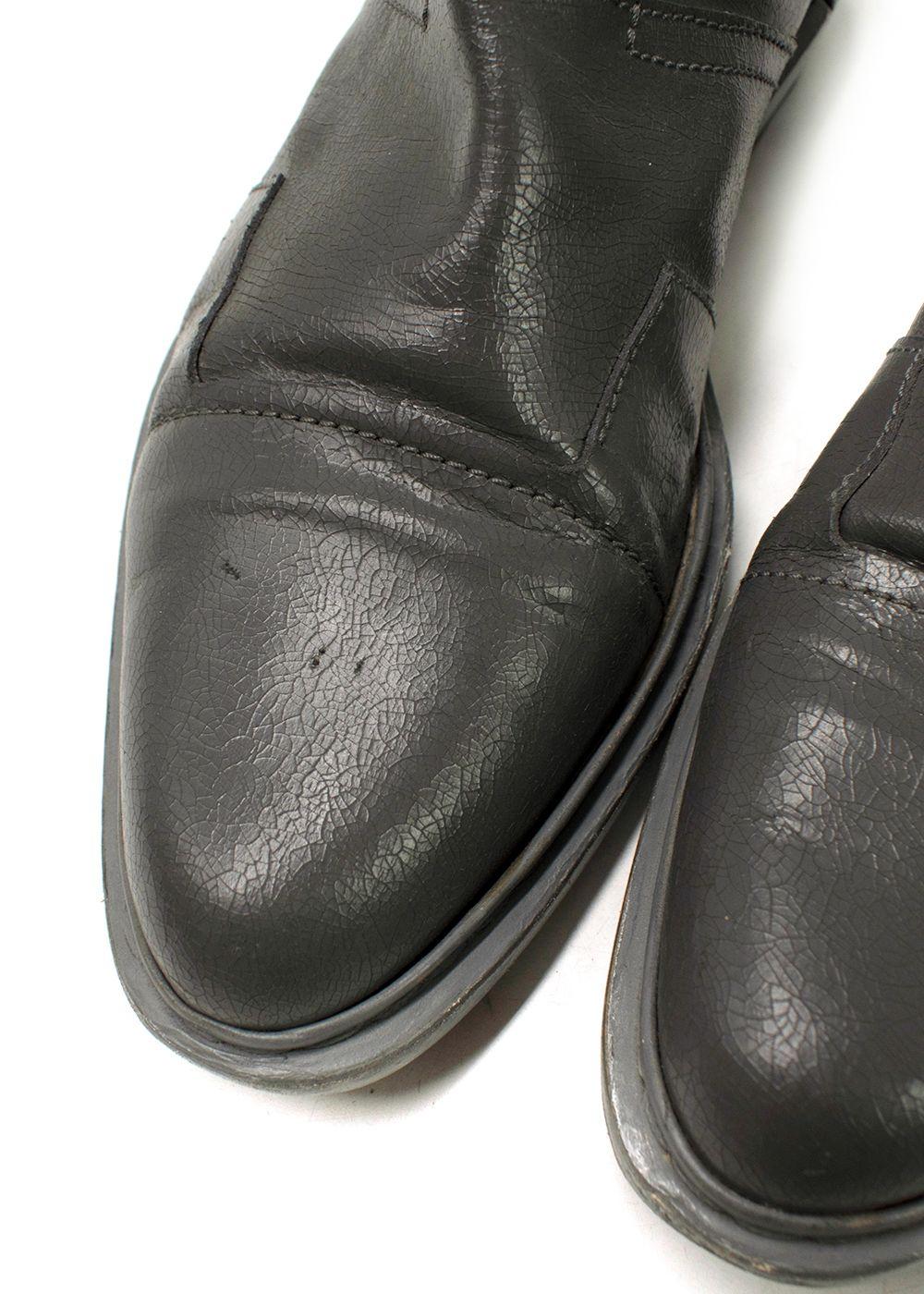 Balenciaga Grey Distressed Leather Chelsea Boots