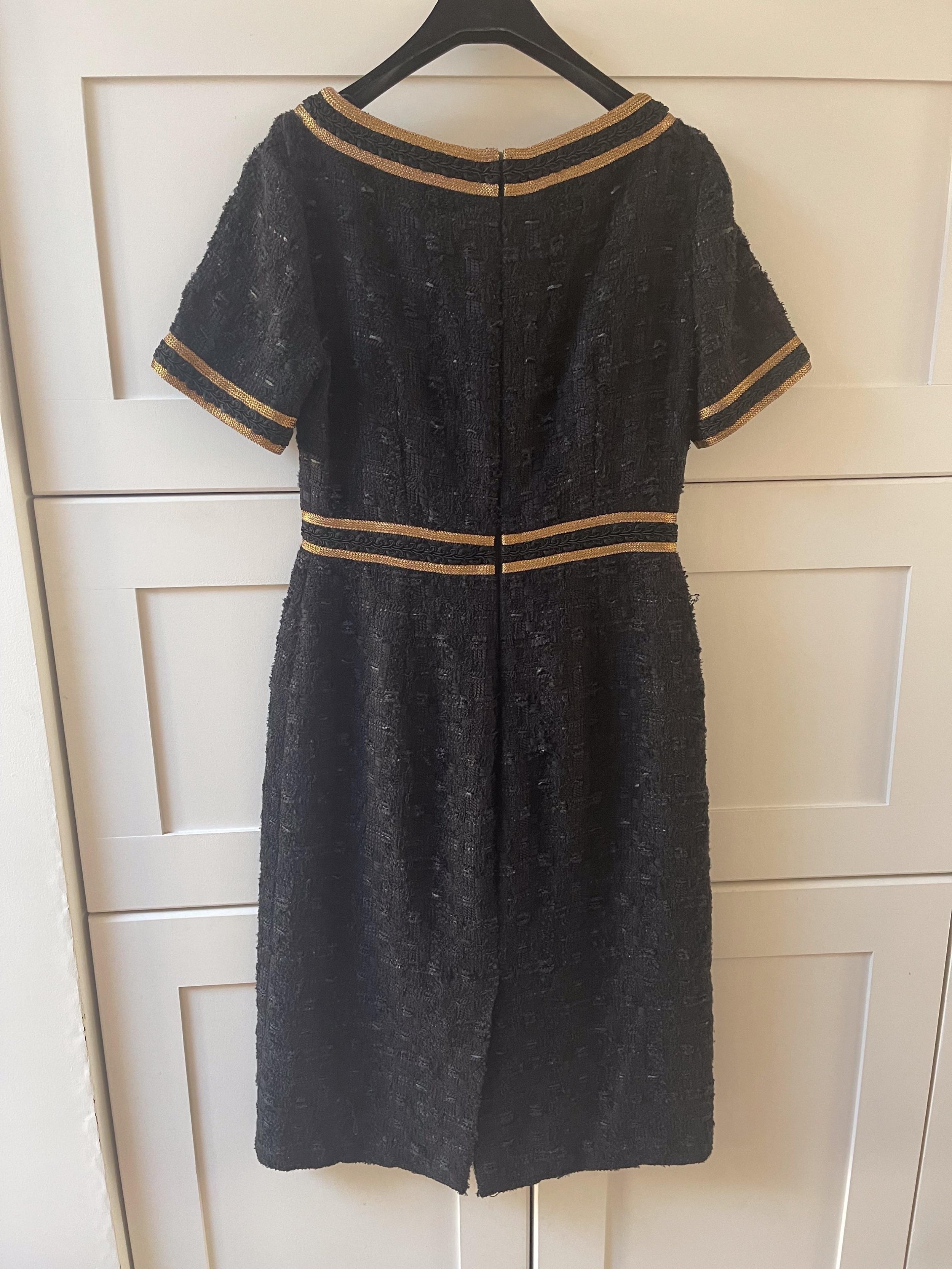 Black Boucle Shift Dress