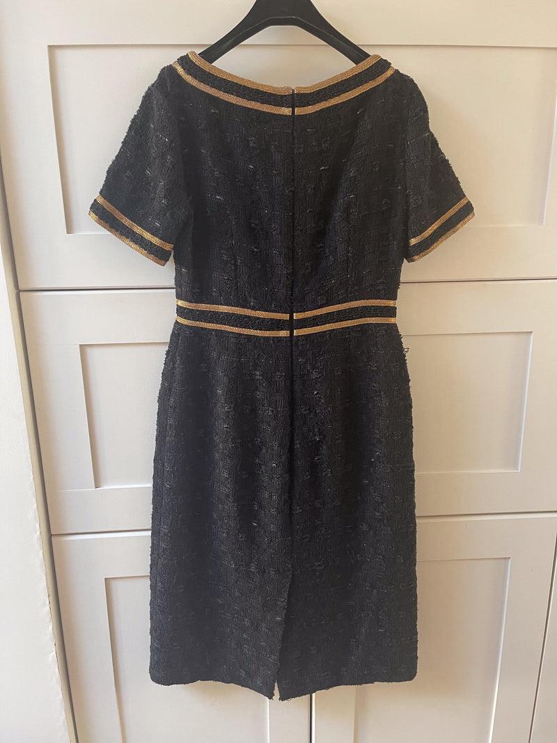 Black Boucle Shift Dress