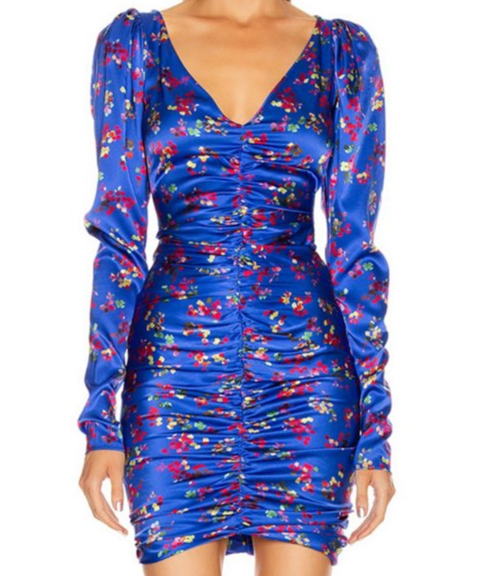 Caroline Constas Colette Dress in Blue Floral