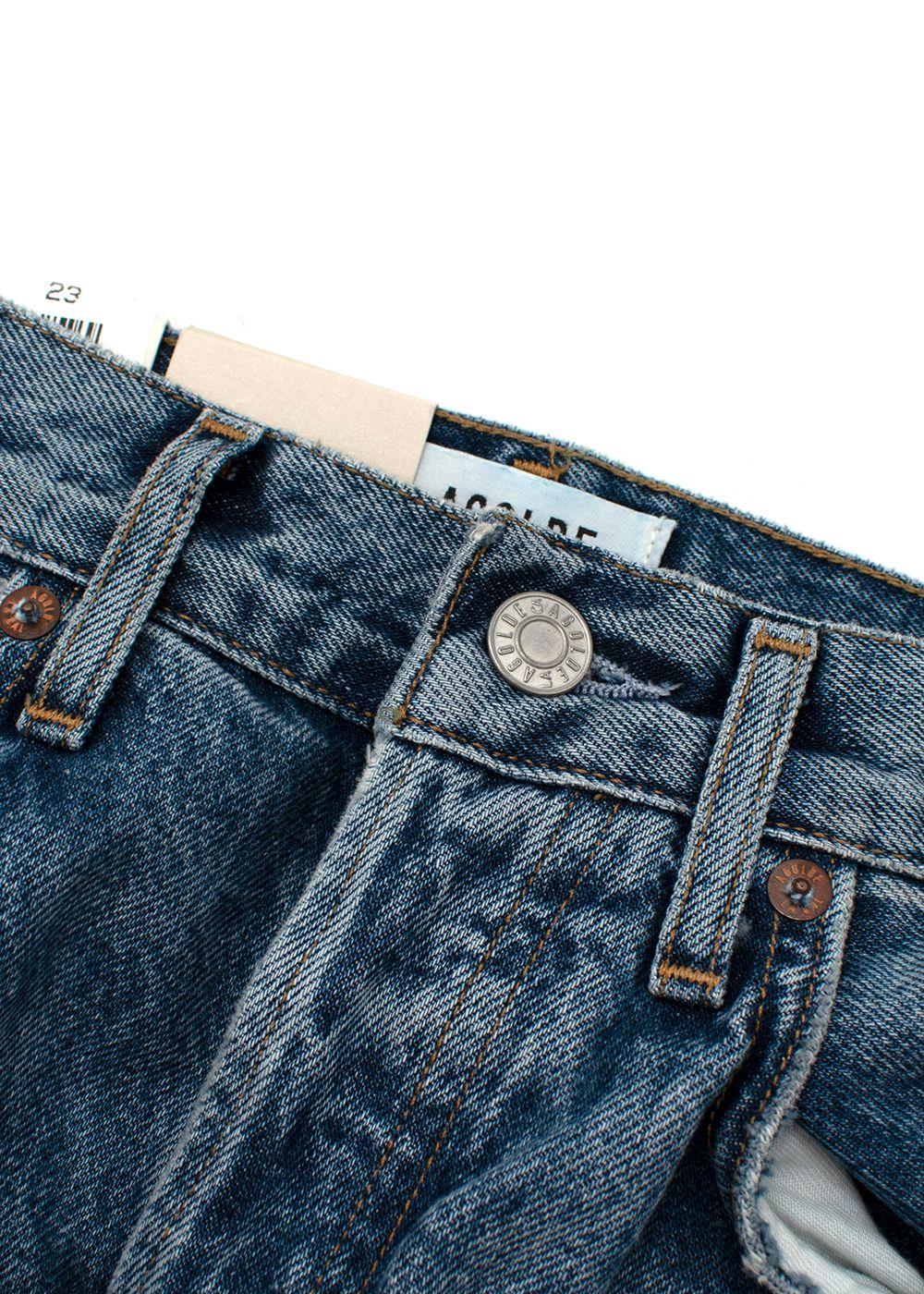Agolde Riley High Rise Straight Cropped Distressed Jeans