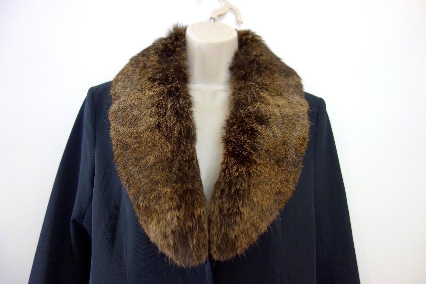 Theory Black Tailored Jacket with Rabbit Fur Removable Collar