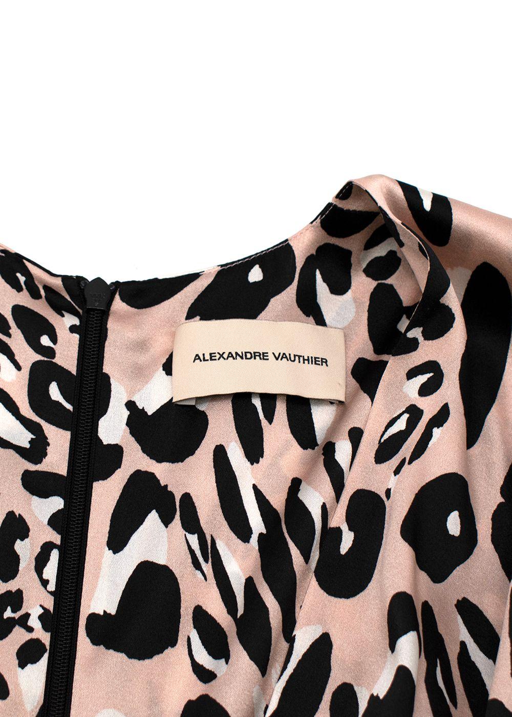 pink leopard print silk draped mini dress