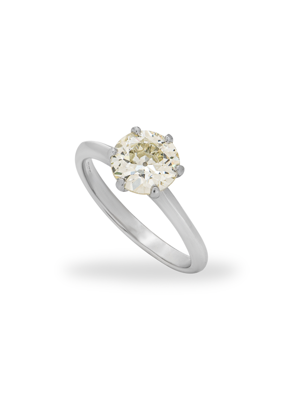 18kt White Gold European Cut Diamond Engagement Ring - Size N