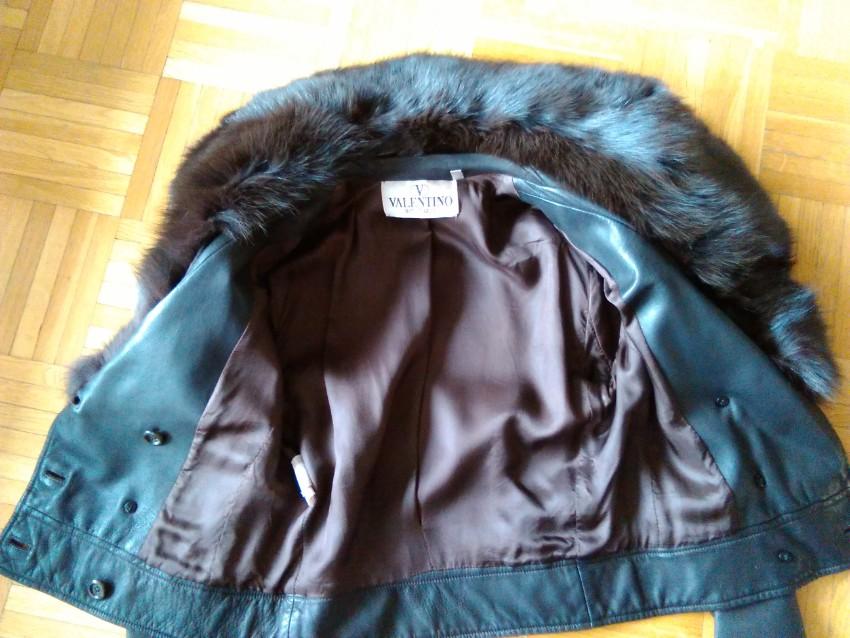 Valentino Vintage Leather Jacket with Fox Fur Collar