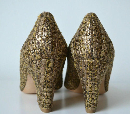 Rupert Sanderson Gold Tweed Heels