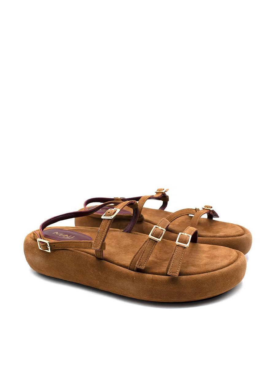 Manu Atelier Tobacco Suede Cage Chunky Slides