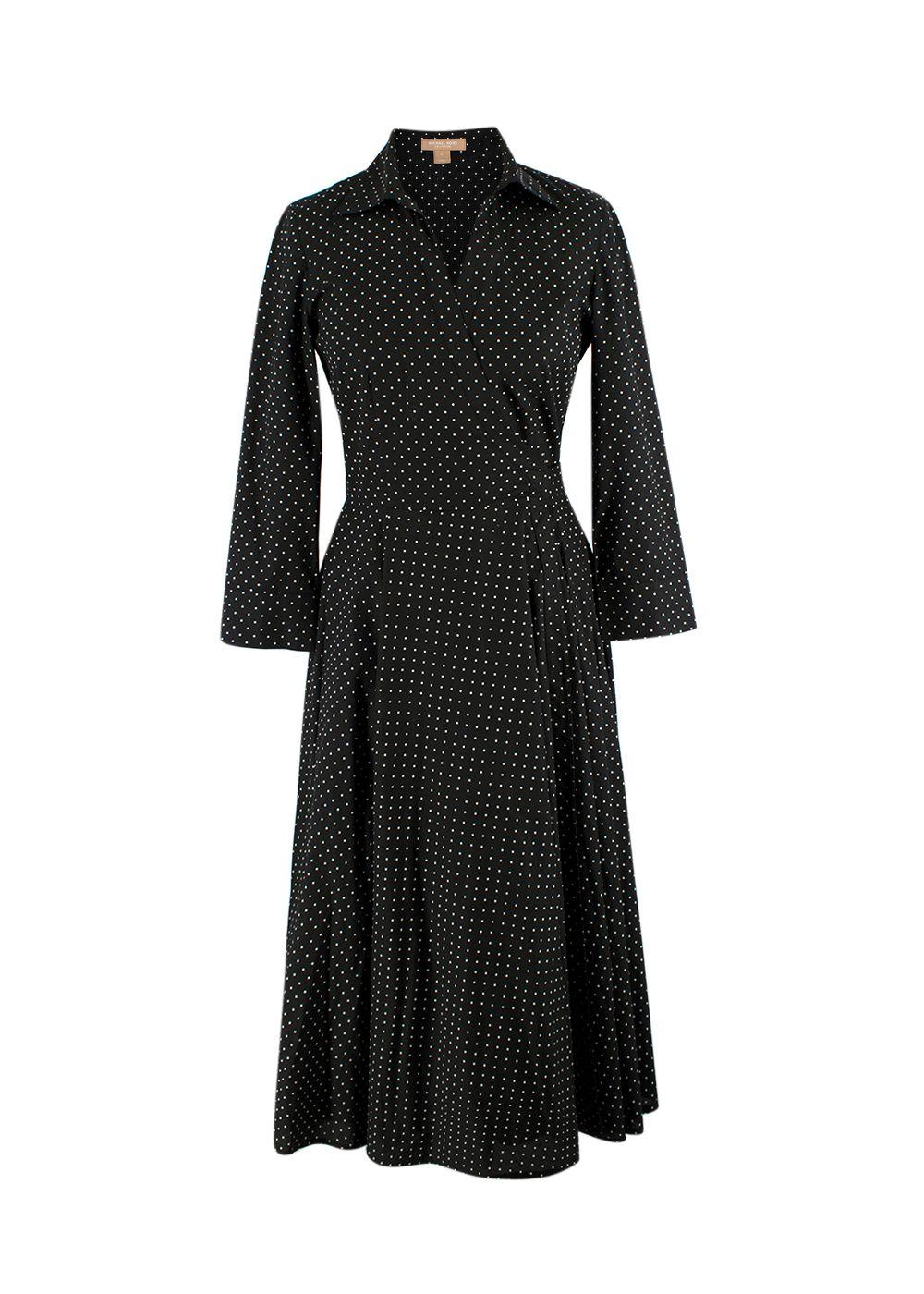 Michael Kors Black Polka Dot Wrap Front Dance Dress