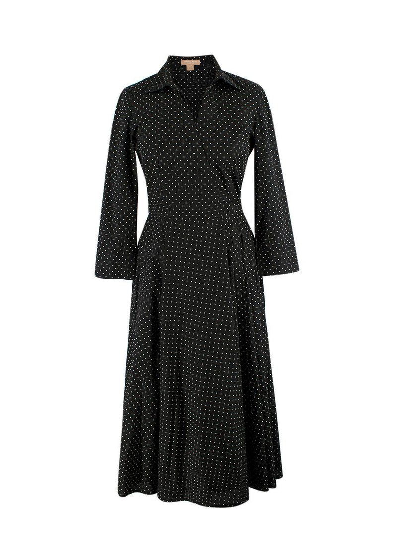 Michael Kors Black Polka Dot Wrap Front Dance Dress