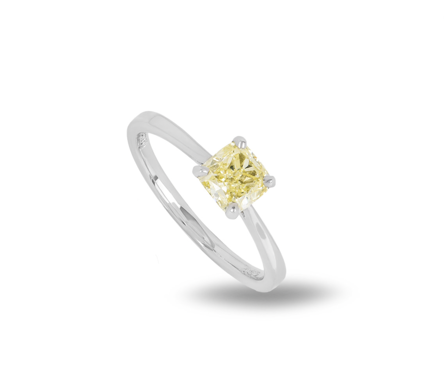 platinum & cushion-cut fancy yellow diamond ring 1.03ct 53EU