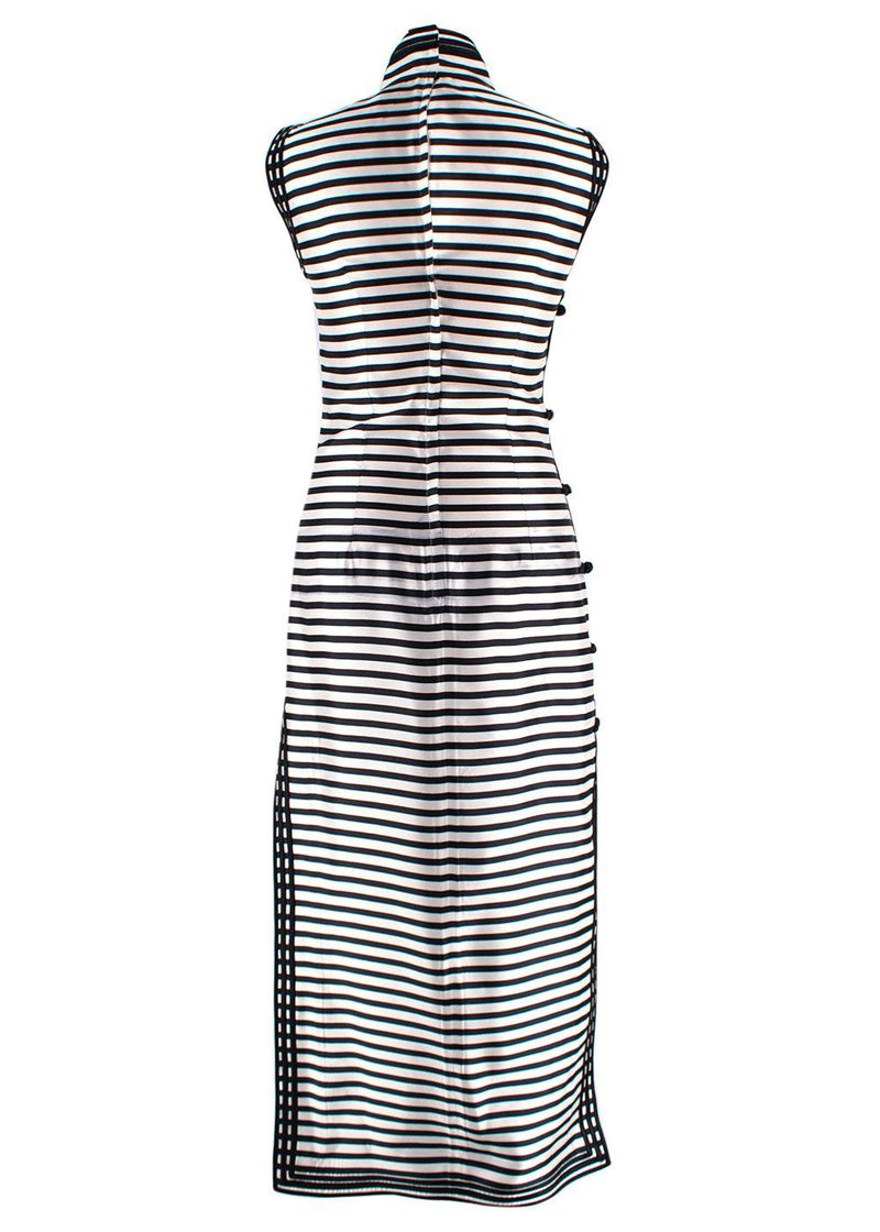 Dolce & Gabbana  Black and White Mandarin Collar Striped Silk Dress