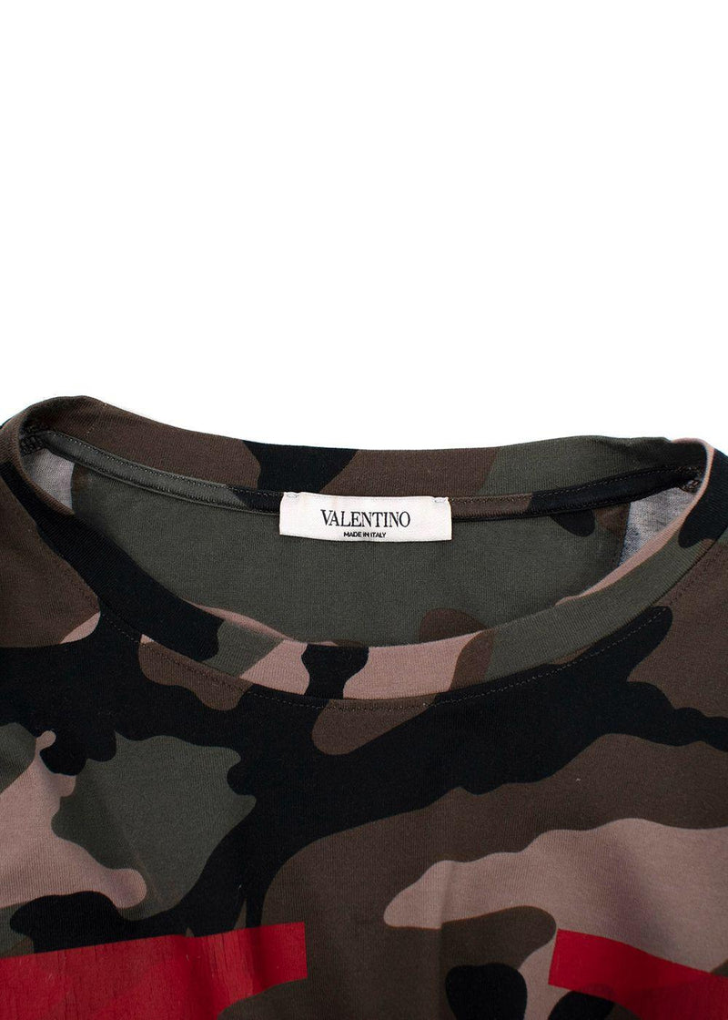 Valentino Camo T-Shirt with Red VLogo