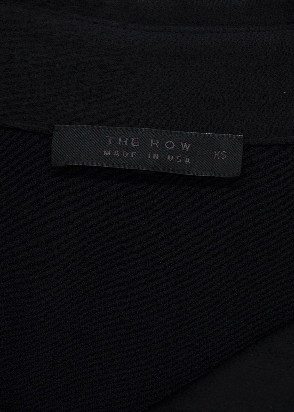 The Row Belted Black Satin Shirt Dress
