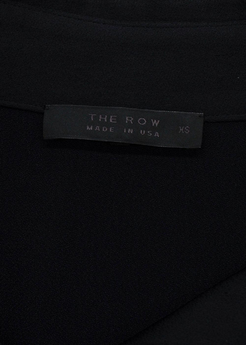 The Row Belted Black Satin Shirt Dress