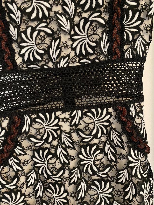 Self Portrait Black & White Floral Embroidered Dress