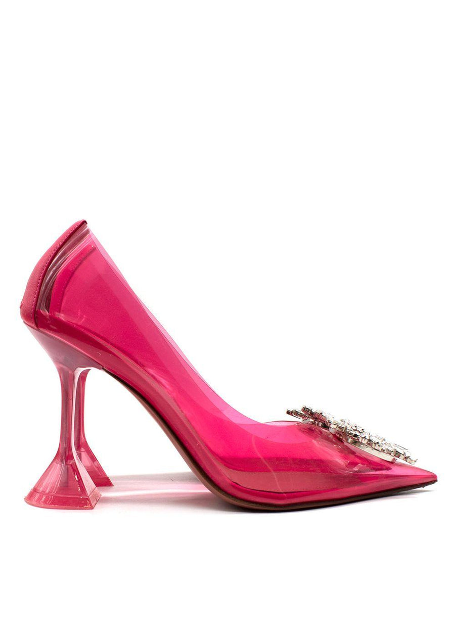 Amina Muaddi Begum Emellished Pink PVC Pump