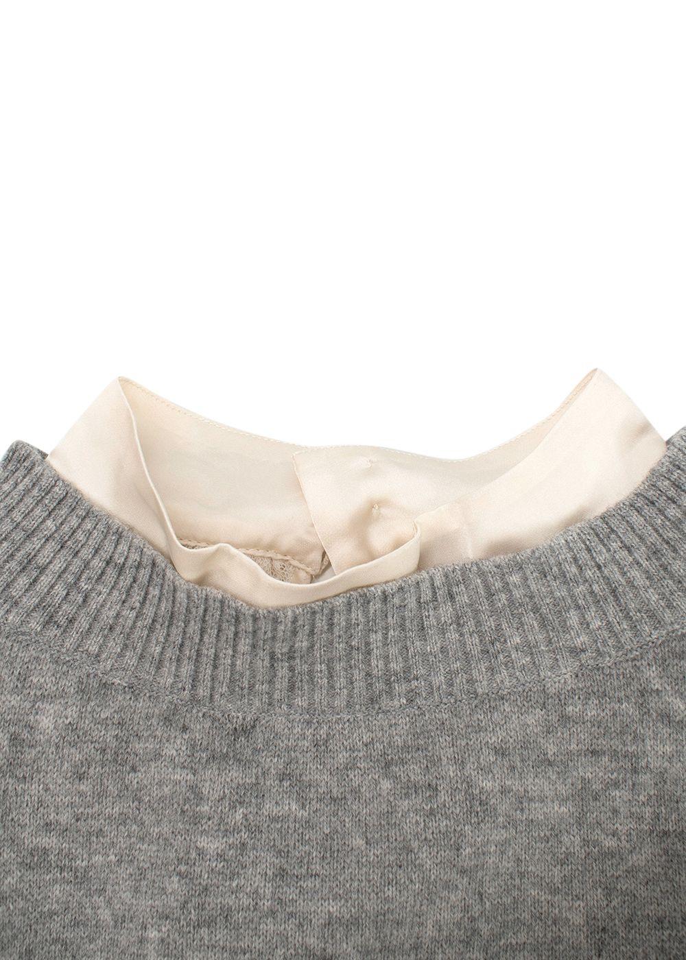 Sacai Grey Wool Dress with Ivory Back Panel