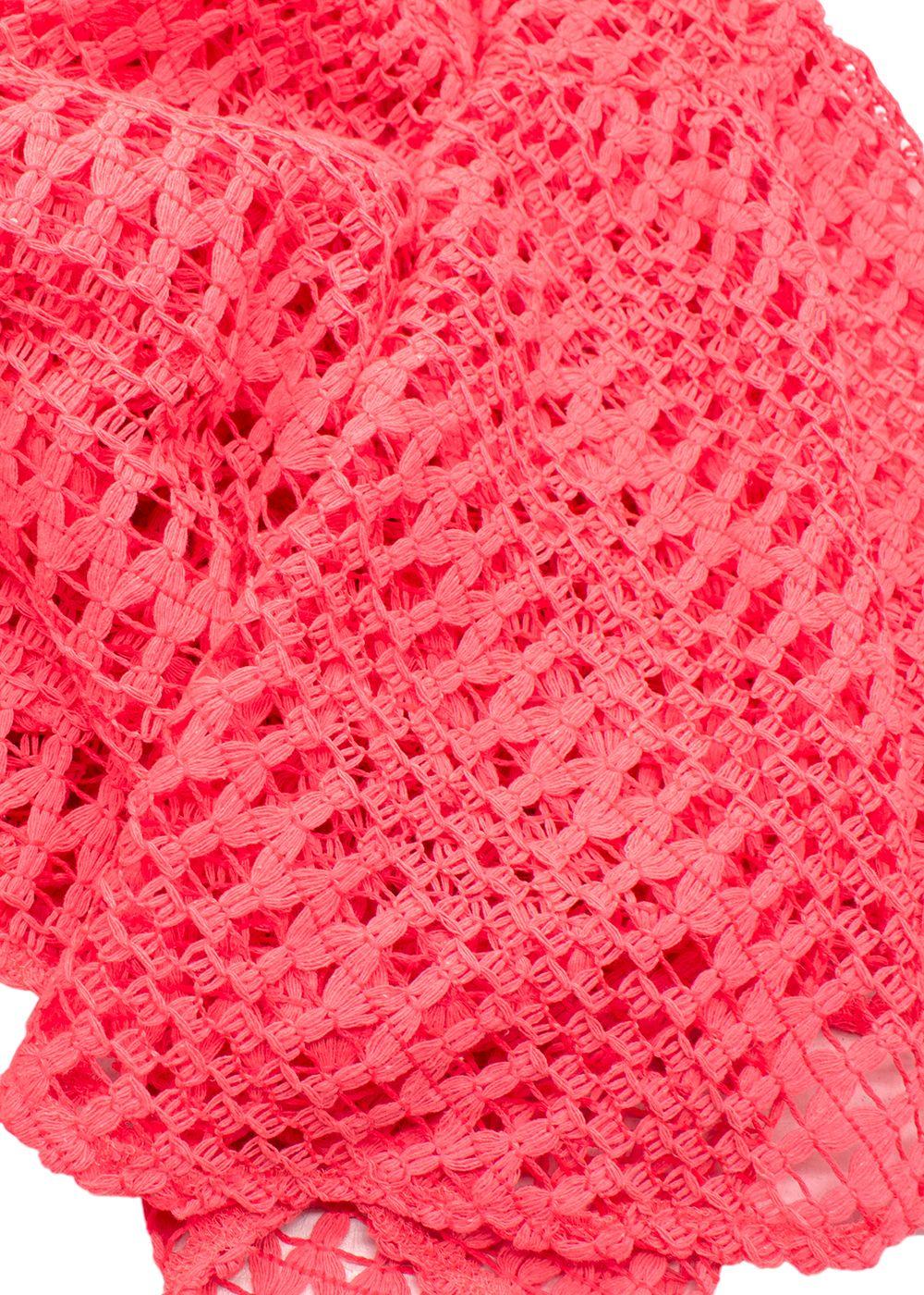 PatBO Neon Coral Halter Crochet Beach Dress