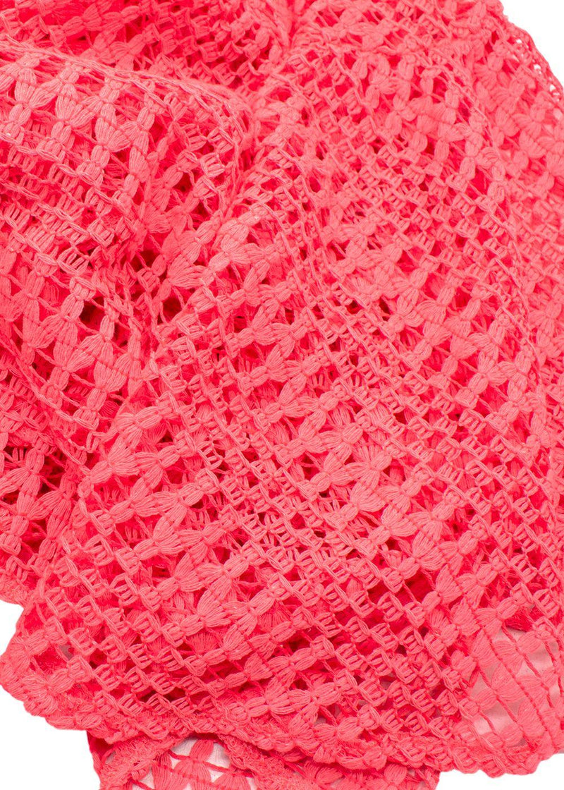 PatBO Neon Coral Halter Crochet Beach Dress